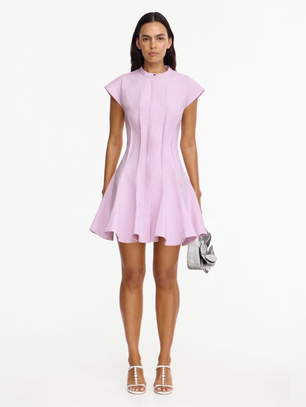 NWOT ACLER CHAPELHILL Elegant Pink Fit-and-Flare Party Mini Shirt Dress US4